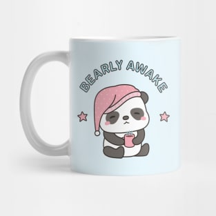 Cute Bearly Awake Sleepy Panda With Coffee and Nightcap Mug